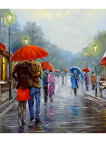 Купить Холст с красками по номерам "Красные зонтики", 40 х 50 см — Фото №1