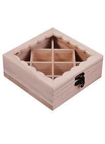 Купить Шкатулка со стеклом Ромбы 15*15*6 см (дерево) (11-08023-N-16) — Фото №1