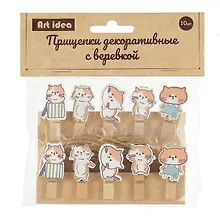 Купить Прищепки декоративные с веревкой "Котята", 10 штук — Фото №1