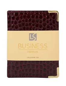Купить Ежедневник дат. 2026г. А6 176л "Business Premium. Lizard" бордо, 7Б, иск.кожа, обл.поролон, тв.переплет, мет.уголки, тонир.блок, зол.торец, справ.мат-лы, 2 ляссе, инд.уп — Фото №1