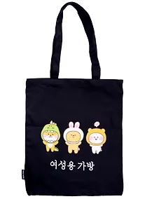 Купить Сумка-шоппер Kawaii Зверюшки, черная (текстиль) (40х32) — Фото №1