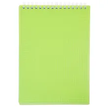 Купить Блокнот А5 80л кл. "LINE NEON" зеленый, пласт.обл, спираль — Фото №1