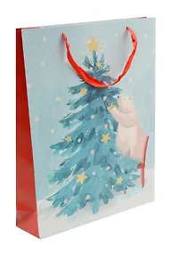 Купить Пакет А3 46*33*10 "Белый мишка" НГ, бум.мат.ламинат — Фото №1