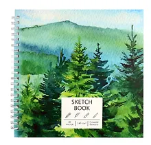 Купить Скетчбук 195*195 40л "Акварельный пейзаж" белый офсет, 140г/м2, тв.обложка, евроспираль — Фото №1