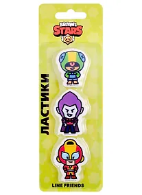 Купить Ластики 3 штуки "Brawl Stars. Леон, Мортис, Макс" фигурные, блистер — Фото №1