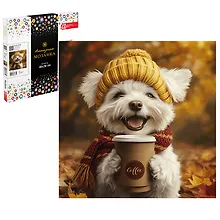 Купить Алмазная мозаика (набор для творчества) арт. 71402 Песик с кофе, размер: 30*30 см — Фото №1