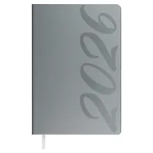 Купить Ежедневник дат. 2026г. А5 176л "Софт-тач" серый, кожзам, тв.переплет, офсет, закругл.углы, ляссе, инд.уп — Фото №1