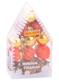 Купить Набор красно-золотых новогодних украшений Новогодний домик (золото с красным) (12 шт) (пластик) — Фото №1