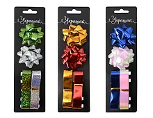 Купить Набор для упаковки 2 ленты, 2 банта, ассорти — Фото №1