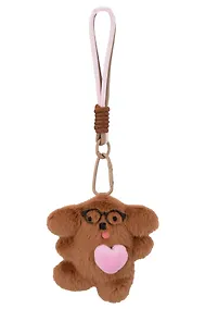 Купить Брелок Собачка в очках с сердцем (коричневый) (текстиль) (12см) (12-20251113-13) — Фото №1