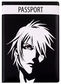 Купить Обложка для паспорта Аниме Лицо (Сэйнэн) ч/б (ПВХ бокс) — Фото №1