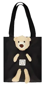 Купить Сумка-шоппер на молнии с игрушкой Мишка (черная) (35х34х9) (текстиль) (12-11141-SH15) — Фото №1