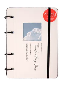 Купить Тетрадь 120л кл. "Sky", белый, на кольцах, шелкография, верт.резинка, обл. кож.зам — Фото №1