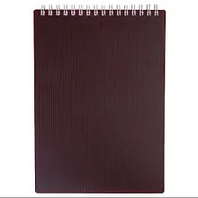 Купить Блокнот А5 80л кл. "VELVET" бордо, пласт.обл, спираль — Фото №1