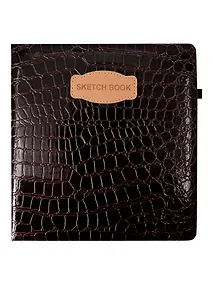 Купить Скетчбук 200*200 80л "CROCO" коричневый, 140г/м2, слоновая кость, кожзам, резинка — Фото №1