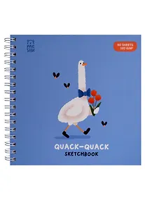 Купить Скетчбук 150*150 60л "Quack-Quack" белый офсет, 120г/м2, тв.обложка, выб. лак, софт. тач, спираль — Фото №1