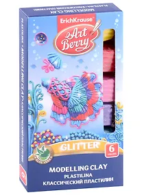 Купить Пластилин 06цв 108гр с Алоэ Вера Glitter с блестками, стек, к/к, Art Berry — Фото №1