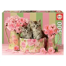 Купить Пазл Educa 500 деталей Котята с розами — Фото №1