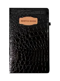 Купить Скетчбук А5 80л "CROCO" черный, 140г/м2, слоновая кость, кожзам, резинка — Фото №1