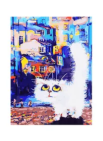 Купить Холст с красками по номерам "Задумчивый белый кот", 30 х 40 см, 18 цветов, Рыжий Кот (3+) — Фото №1