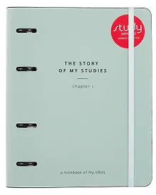 Купить Тетрадь 120л кл. "Story", зеленый, на кольцах, шелкография, верт.резинка, обл. кож.зам — Фото №1