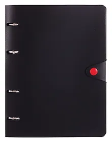 Купить Тетрадь 80 листов, клетка, "Favorite Black. No 4" на кольцах, сменный блок, на кнопке — Фото №1