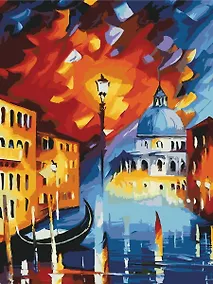 Купить Картина по номерам 30х40 см. 30 цветов. На подрамнике. "Яркий вечер в Венеции" — Фото №1