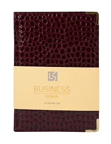 Купить Ежедневник дат. 2026г. А5 176л "Business Premium. Lizard" бордо, 7Б, иск.кожа, обл.поролон, тв.переплет, мет.уголки, тонир.блок, зол.торец, справ.мат-лы, 2 ляссе, инд.уп — Фото №1