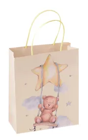 Купить Пакет А5 25,5*21*10 "Мишка на качелях" дет., крафт — Фото №1