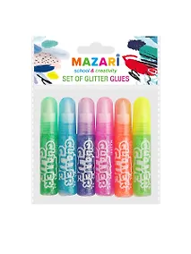 Купить Гель с блестками, полупрозрачный, MAZARI, 6 мл, 6 цветов, с европодвесом — Фото №1