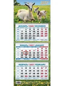 Купить Календарь квартальный 2027г 195*465 "Год Козы. Вид 3" настенный, трёхблочный, спираль — Фото №1