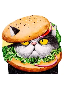 Купить Блокнот 120*117 30л "ВКУСНЫЙ КОТ" фигурная вырубка, карт.обл., скоба — Фото №1