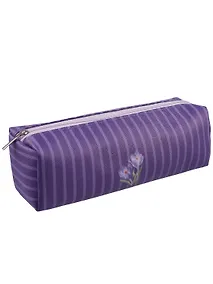 Купить Пенал-косметичка на молнии, из ткани, с подкладкой "Lavender", темно-сиреневый в полоску, Yoi — Фото №1