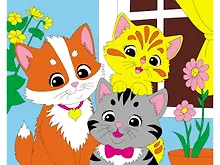 Купить Холст с красками 25х30 см. "Селфи трёх котят" — Фото №1