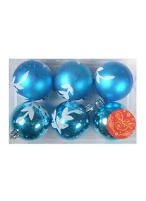 Купить Набор шаров (6шт) (6см) Морозный узор пластик (39061) — Фото №1