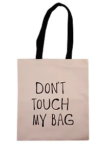 Купить Сумка-шоппер Don’t touch my bag, бежевая, текстиль, 40см.*32см. — Фото №1