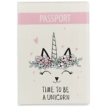 Купить Обложка для паспорта Кошечка-единорог (ПВХ бокс) (ОП2018-184) — Фото №1