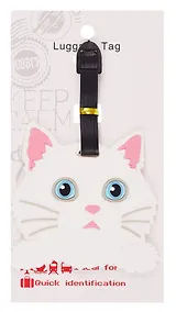 Купить Багажная бирка на чемодан Котик белый (ПВХ) (9х9) (12-7348-Z4) — Фото №1