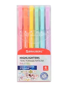 Купить Текстовыделители 06цв "TWIN PASTEL" двусторонние, пл/уп, BRAUBERG — Фото №1