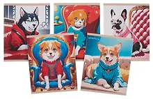 Купить Тетрадь 40л лин. "Уютные собачки" мел.картон, поля, ассорти — Фото №1