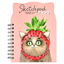 Купить Скетчбук А5 100л "Необычная клубничка" белый офсет, 100г/м2, фигурная вырубка, тв.обложка, гребень — Фото №1