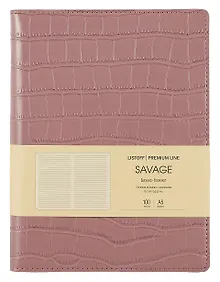 Купить Книга для записей А5 100л лин. "Savage. Пудровый" евроспираль, иск.кожа, тонир.блок., тиснение серебр.фольгой, петля д/ручки, кармашки — Фото №1