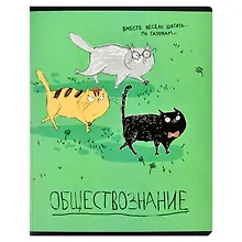 Купить Тетрадь предметная в клетку Феникс+, "Любознательные коты. Обществознание", 48 листов — Фото №1