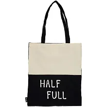 Купить Сумка-шоппер Half full (бежевая/черная,) текстиль 40см.*32см. — Фото №1