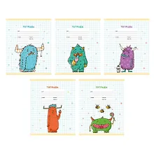 Купить Тетрадь 12л круп.кл. "Монстрики" мел.картон, офсет 60г/м2 — Фото №1