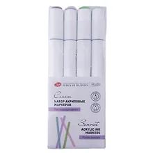 Купить Маркеры акриловые 04цв "Сонет. Пастельные цвета" перо кисть/пуля, блистер, ЗХК — Фото №1