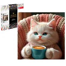 Купить Алмазная мозаика (набор для творчества) арт. 71398 / 25 Кот с капучино, размер: 30*30 см — Фото №1