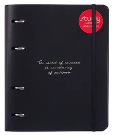 Купить Тетрадь 120л кл. "Quote", черный, на кольцах,  тиснение фольгой белое золото, обложка кожзам — Фото №1