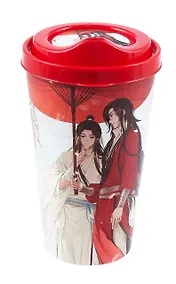 Купить Стакан с крышкой Благословение небожителей Се Лянь и Хуа Чэн под зонтом (пластик) (550 мл) — Фото №1