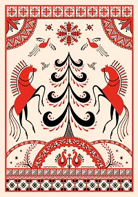 Купить Блокнот Жили-были. Мезенская роспись «Кони» (формат А5, 144 стр., блинтовое тиснение, тонированный блок) — Фото №1